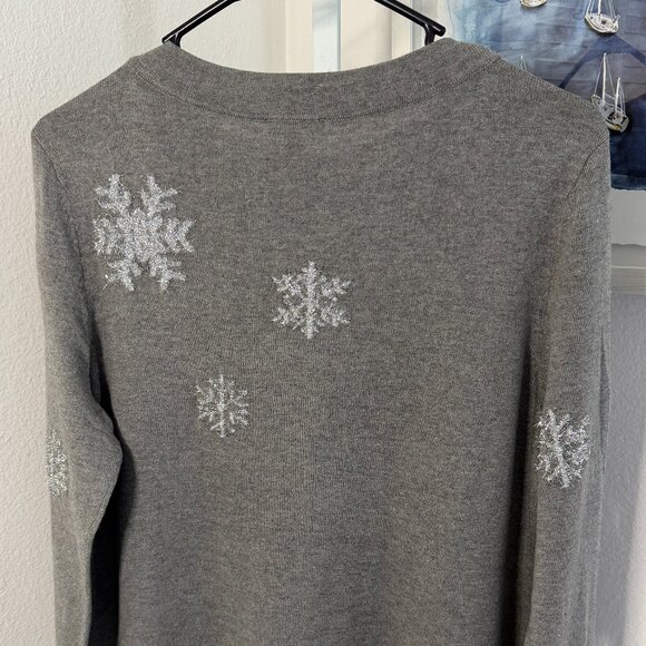 NWT TALBOTS Embroidered Snowflake Sweater, Heather Grey, Size S - Picture 8 of 11